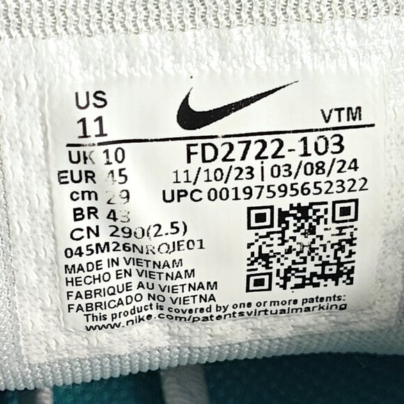 Nike Pegasus 41 Men’s 11 White Black Blue Running Shoes FD2722-103 Air Zoom - Picture 2 of 16